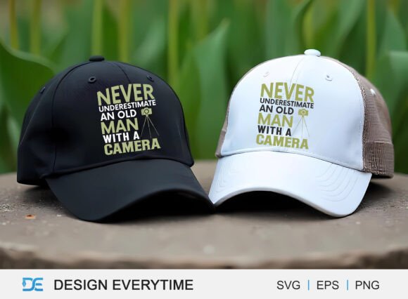 Never Underestimate an Old Man Camera Graphics for T-Shirt Designs
